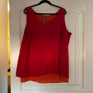 Optes pour le bonheur Red and Orange Layered Blouse